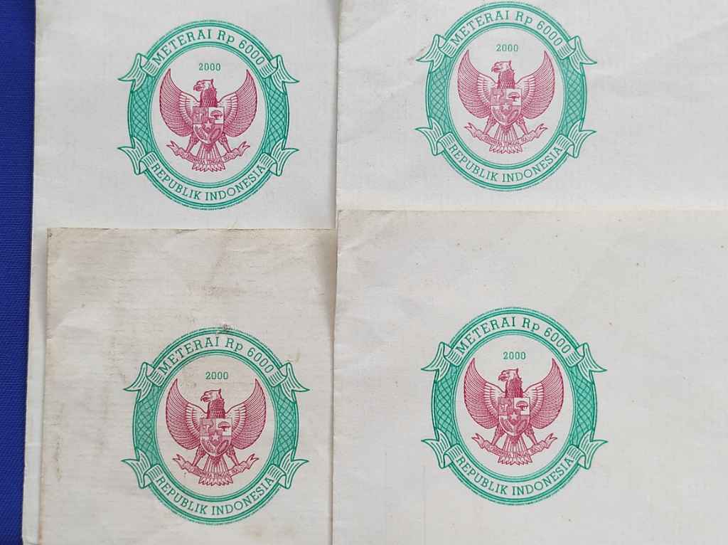 Kertas Segel Rp 6000 tahun 2000  Asli Lama Belum Terpakai Jenis Double