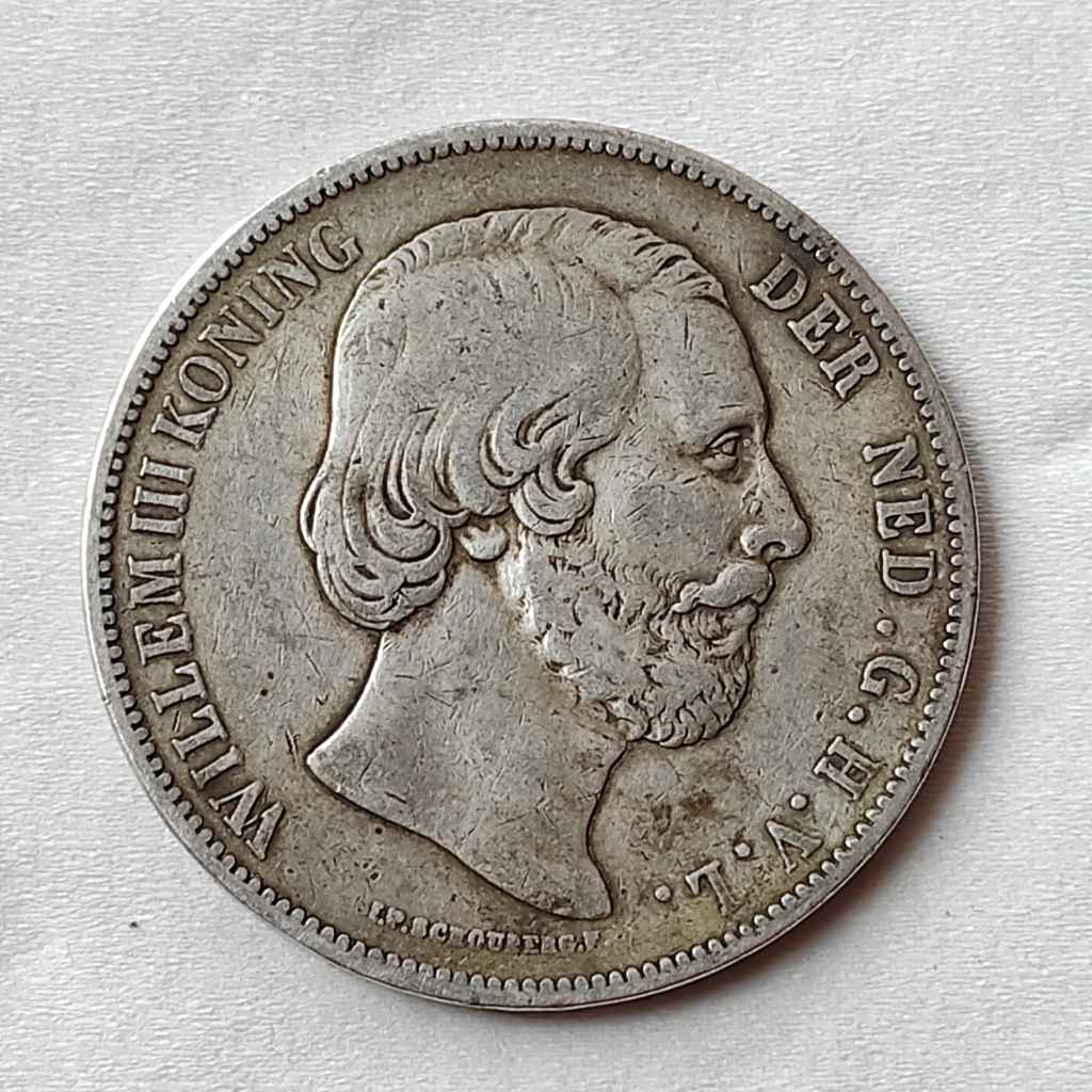 Koin Perak Lama Netherlands 2 1/2 Gulden 1874 Willem III Silver Coin[K136]