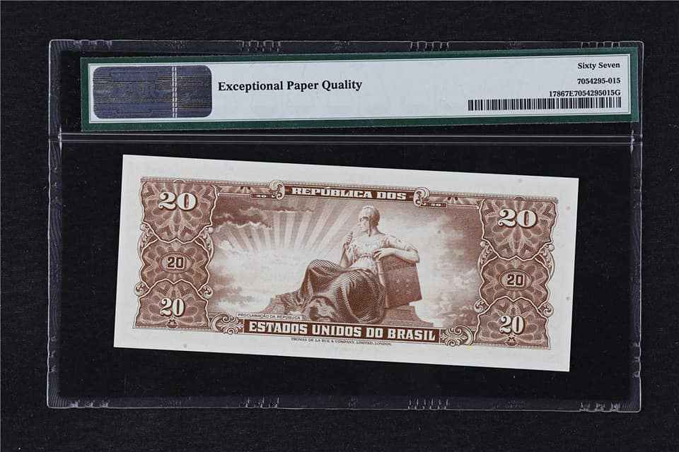 1962 Brazil Tesouro Nacional 20 Cruzeiros PMG 67 Finest Grade Top POP