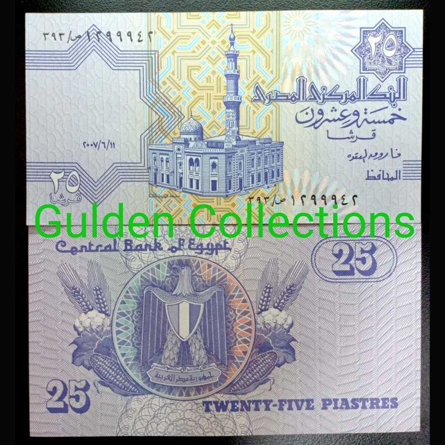Uang Kuno Mesir 20 Piastres Lama Gambar Masjid UNC