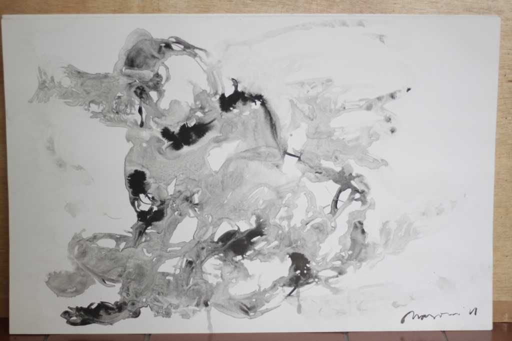 Lukisan tinta diatas kertas ( Merenung )