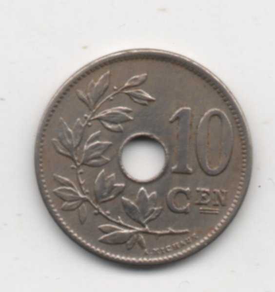 A628 Belgium 10 Cent Tahun 1904 Bekas Pakai Sesuai Gambar