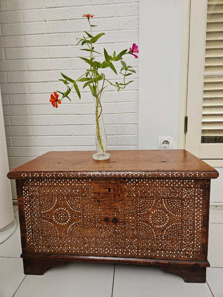 Antique Philippine Shell Inlay Wood Chest