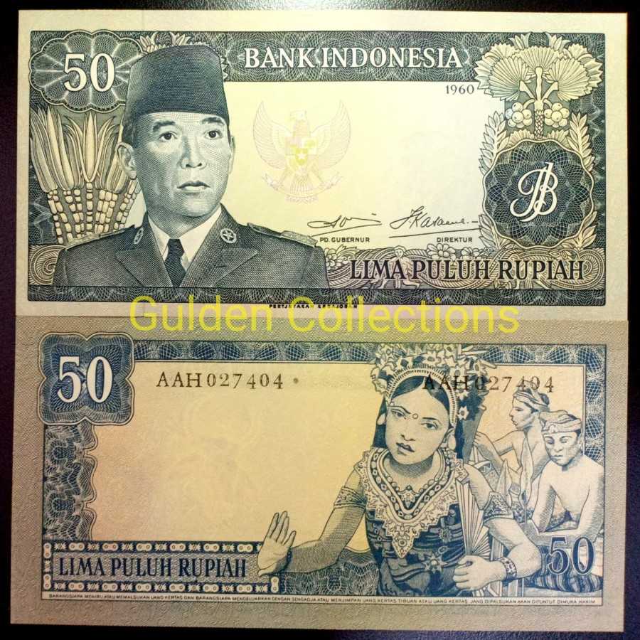 Uang Kuno 50 Rupiah Soekarno 1960 UNC