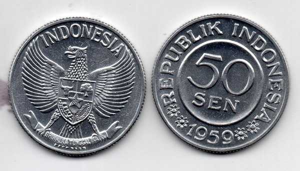 BL3934 Per 1 Keping Koin kuno 50 Sen tahun 1959 Kinclong Asli Ready