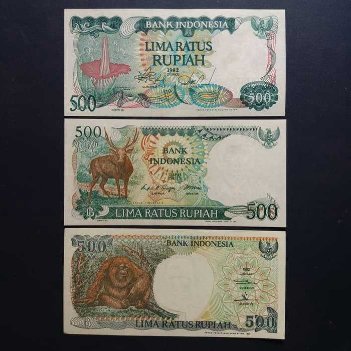 set uang kuno 500 rupiah beda generasi