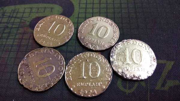 A662 Lot 5 Keping Koin Kuno 10 Rupiah 1974 Jelek Sesuai Foto