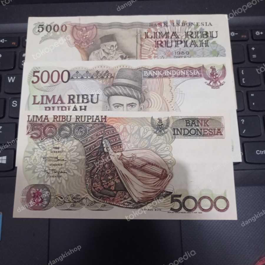 uang kuno 5000 beda generasi VF bagus