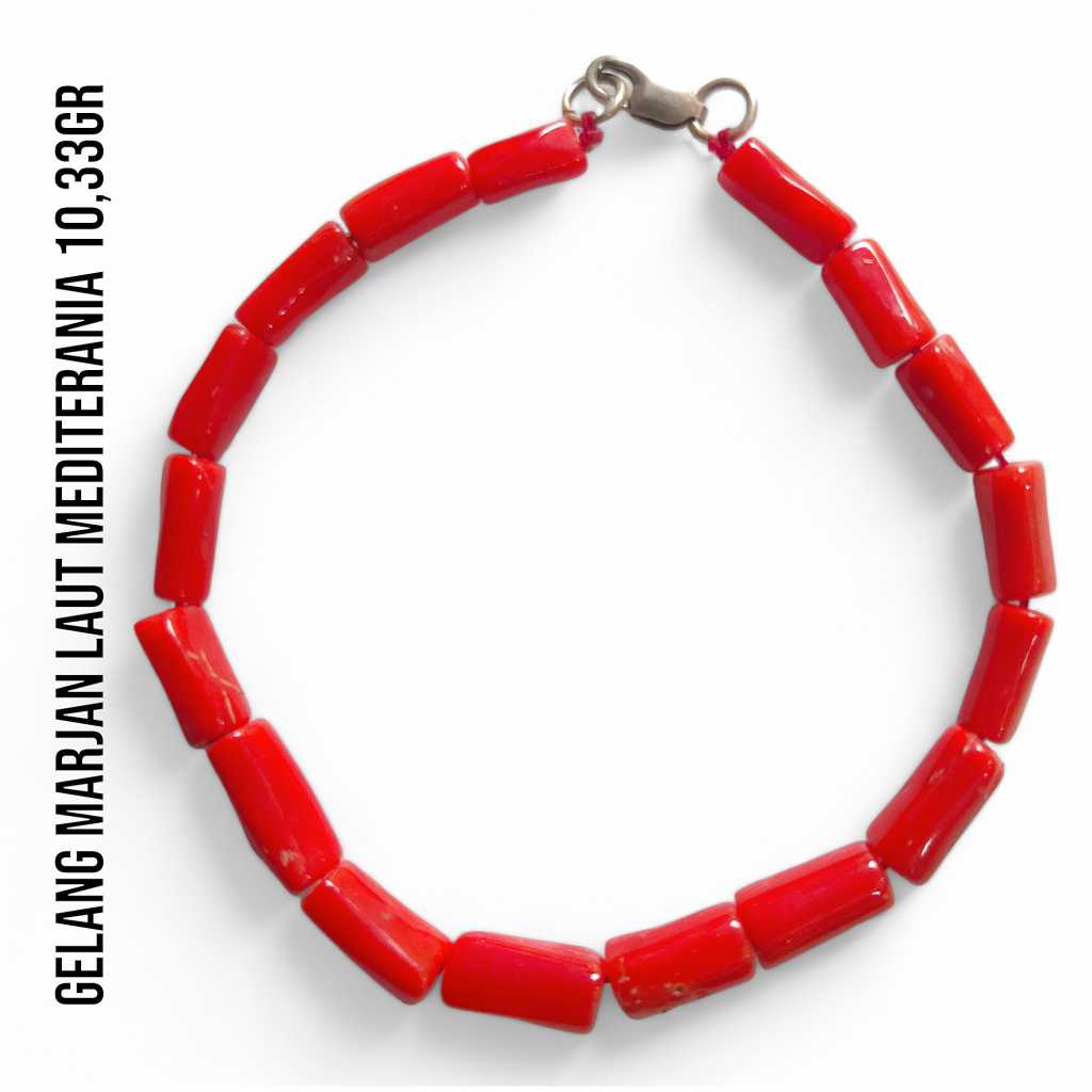 Gelang Marjan Corallium Rubrum Asli Laut Mediterania 10,33 Gram Dengan Pengait Perak