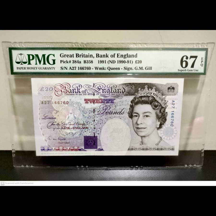 Great Britain 20 Pounds 1991 UNC Superb Gem UNC PMG 67 EPQ