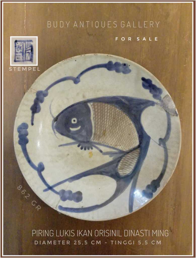 Piring Dinasti Ming Lukis Ikan - Original