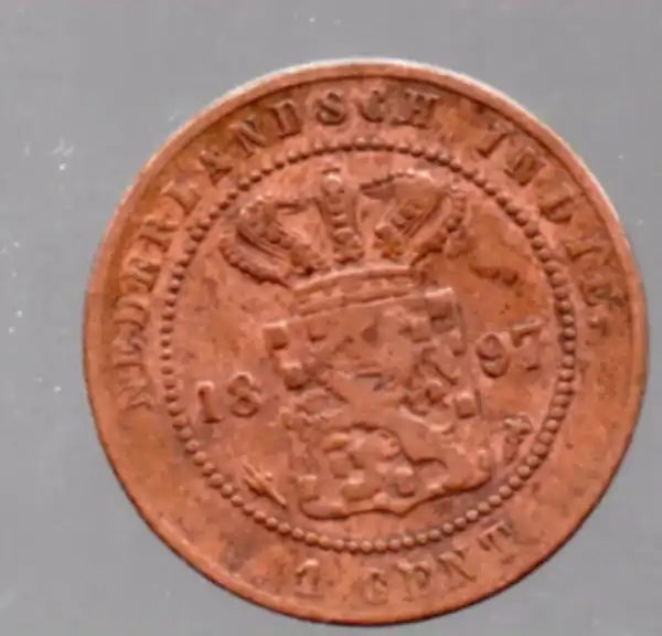 A158 Netherlandsch Indies 1 Cent Tahun 1897 Bekas Pakai Sesuai Gambar