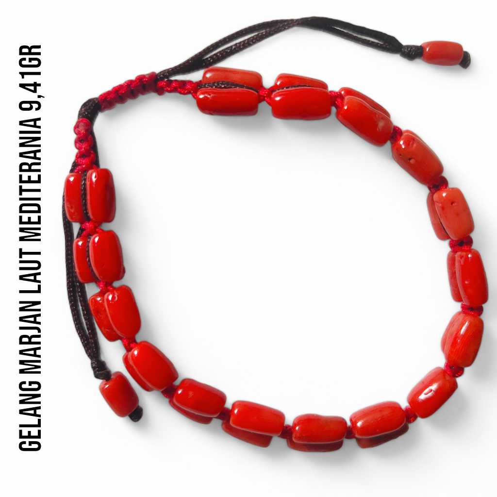 Gelang Marjan Corallium Rubrum Asli Laut Mediterania 9,41 Gram