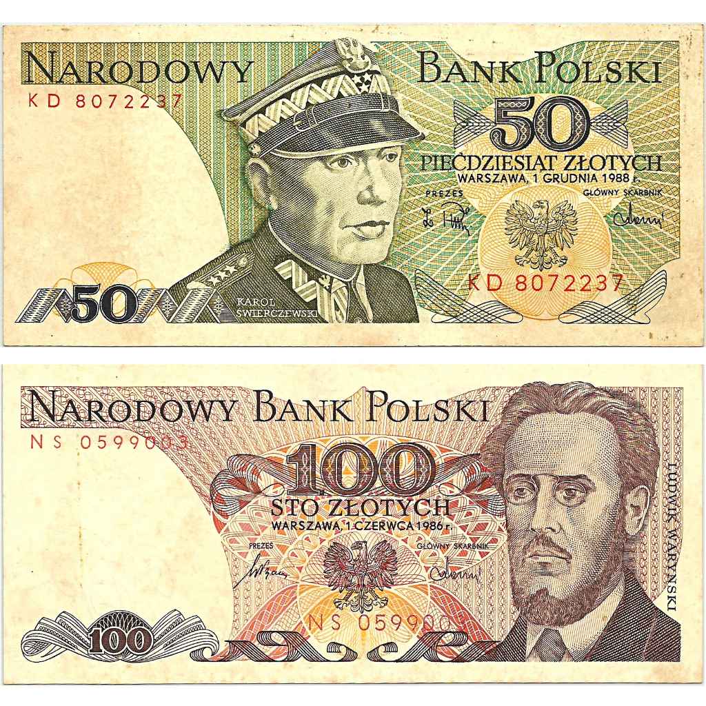 Uang Kuno Polandia 1988 & 1986, 50 & 100 Zlotych