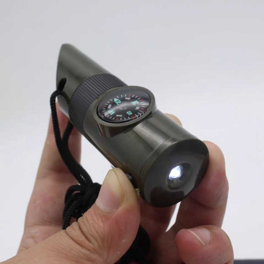 kaca pembesar senter kompas termometer peluit 5 in 1