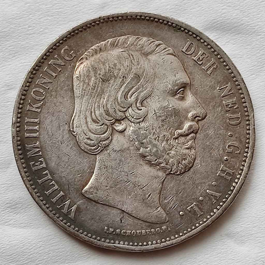 Koin Perak Lama Netherlands 2 1/2 Gulden 1874 Keriting Black Patina ORIGINAL  [K141]