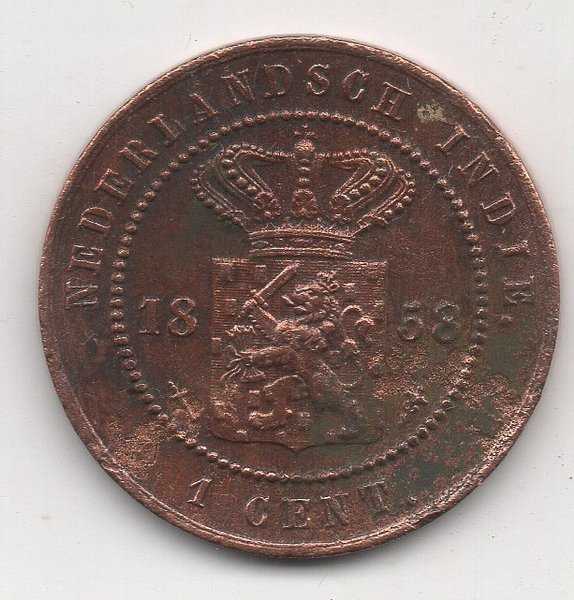 A2516 Koin Kuno Ned Indie 1 Cent tahun 1858 Sesuai Gambar Ready