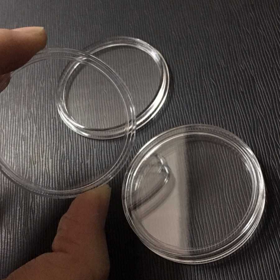 Pelindung koin Kapsul coin bening bulat 50 mm transparan bijian eceran