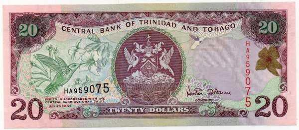 BL 1480 Trinidad And Tobago 20 Dollar Tahun 2002 UNC Mulus Sesuai Gambar