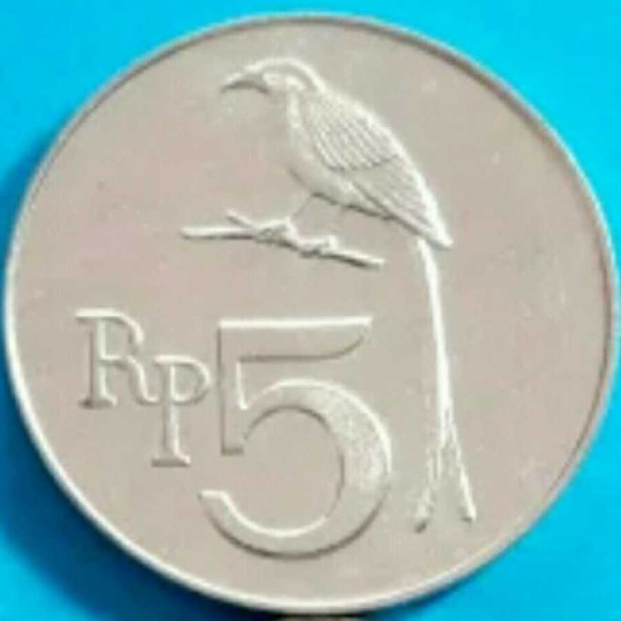 Uang kuno 5 rupiah koin burung tahun 1970