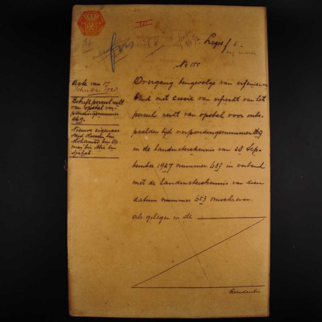 Koleksi Dokumen Akta Jual Beli Tanah Pemerintahan Hindia Belanda Wilayah Surabaya Tanggal 17 Februari 1928 No 155