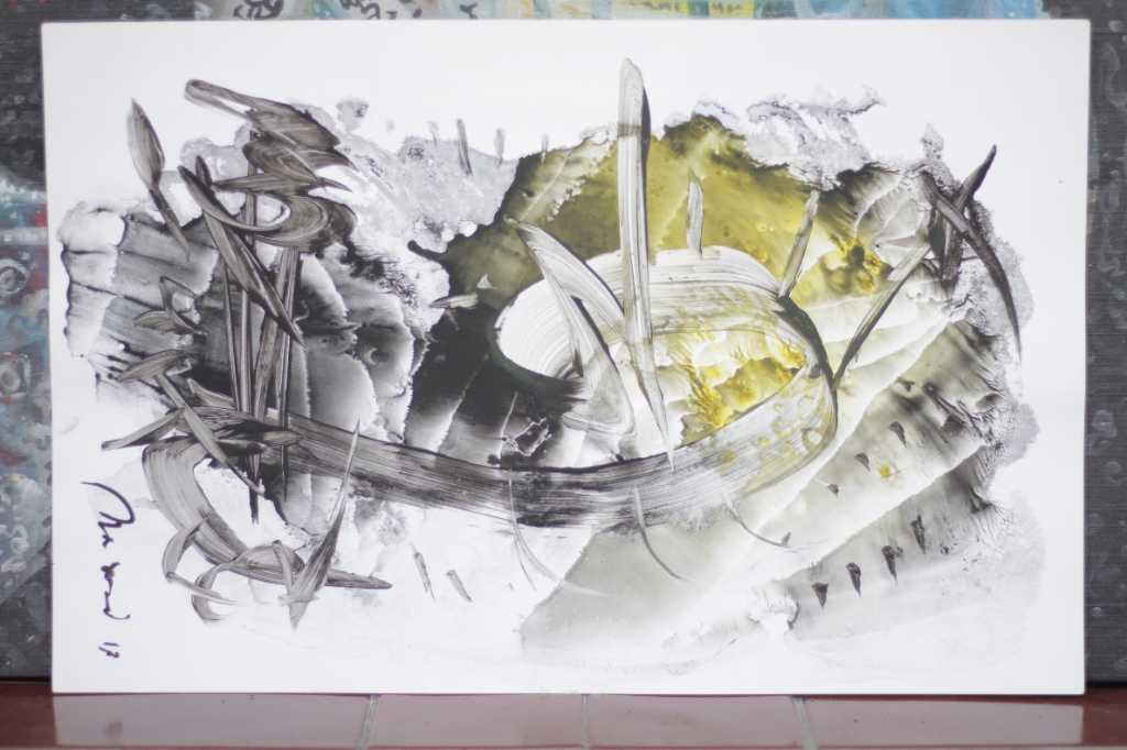 Lukisan akrilik ,tinta diatas kertas ( Sore Itu )