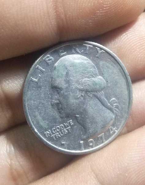 A 1990 Per 1 Keping Koin Quarter Dollar USA Tahun 1974 Bekas Pakai Kondisi Sesuai Gambar