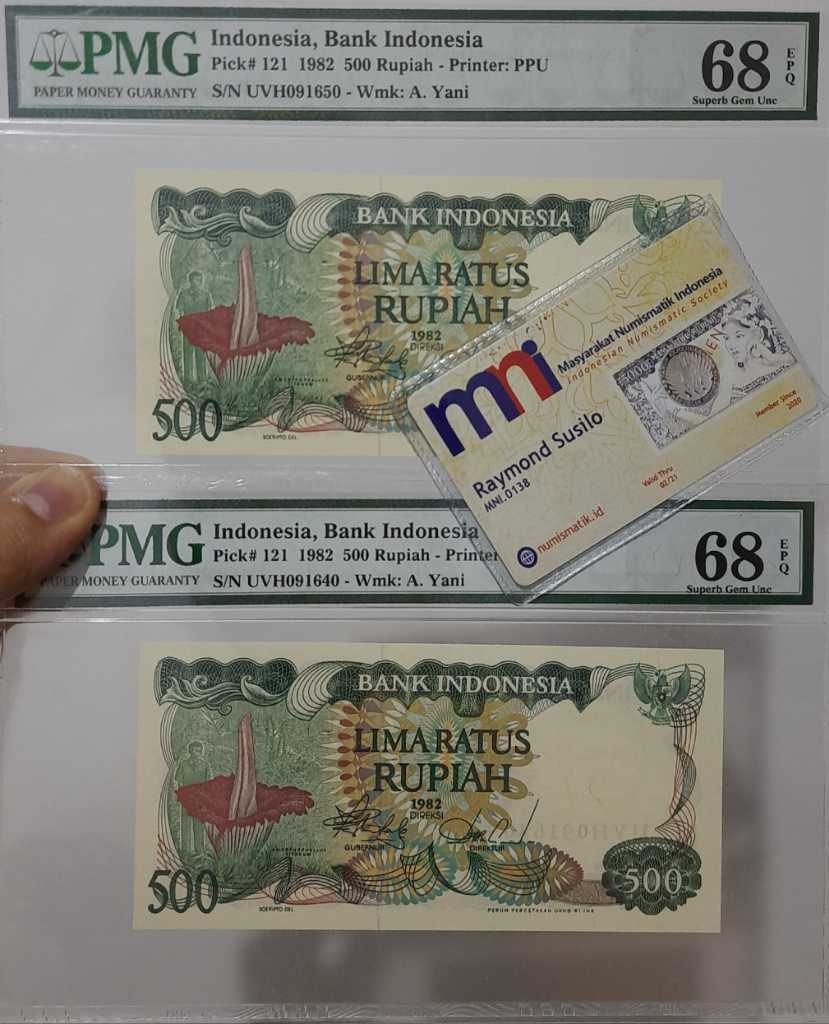PMG68 EPQ 500 Rupiah Bunga Bangkai Top Pop Harga Satuan Per.Pcs