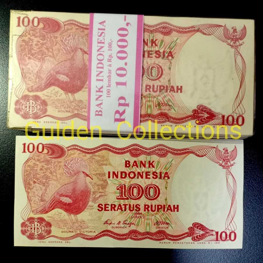 Uang Kuno 100 Burung Guora 1984 UNC 1 Gepok