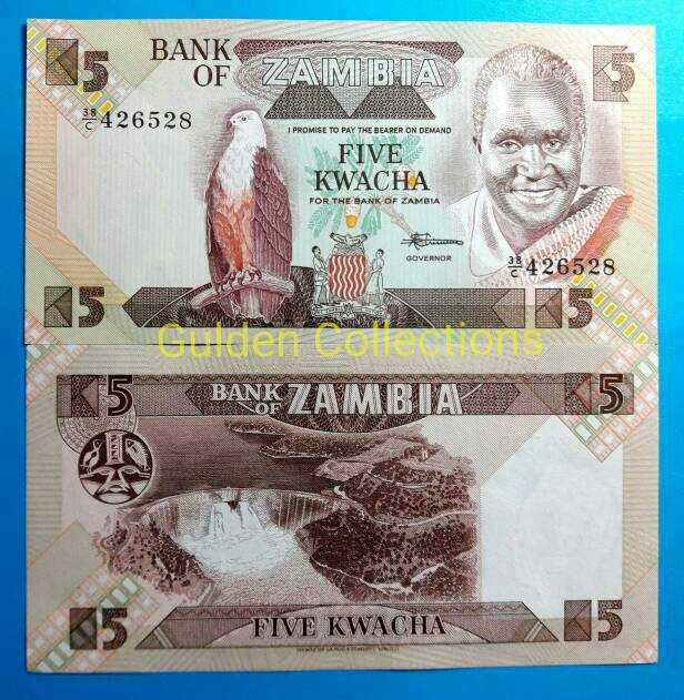 Uang Kuno Uang Asing 5 kwacha Zambia UNC