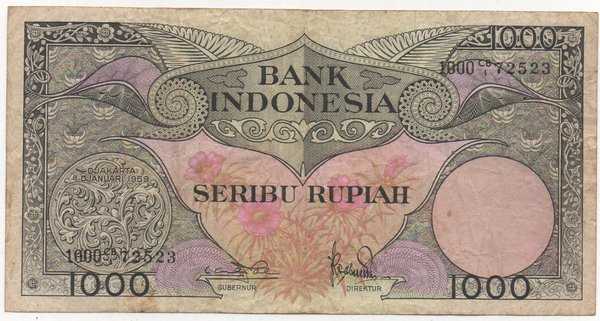 BL 2819 1000 Rupiah Bunga Tahun 1959 Bekas Sesuai Gambar