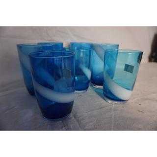 Gelas Selendang Semi Kristal Warna Biru 1 set