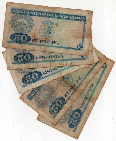 Bl2955 Lot 5 Lembar Timor 50 Escudos Tahun 1967 Bekas Sesuai Gambar