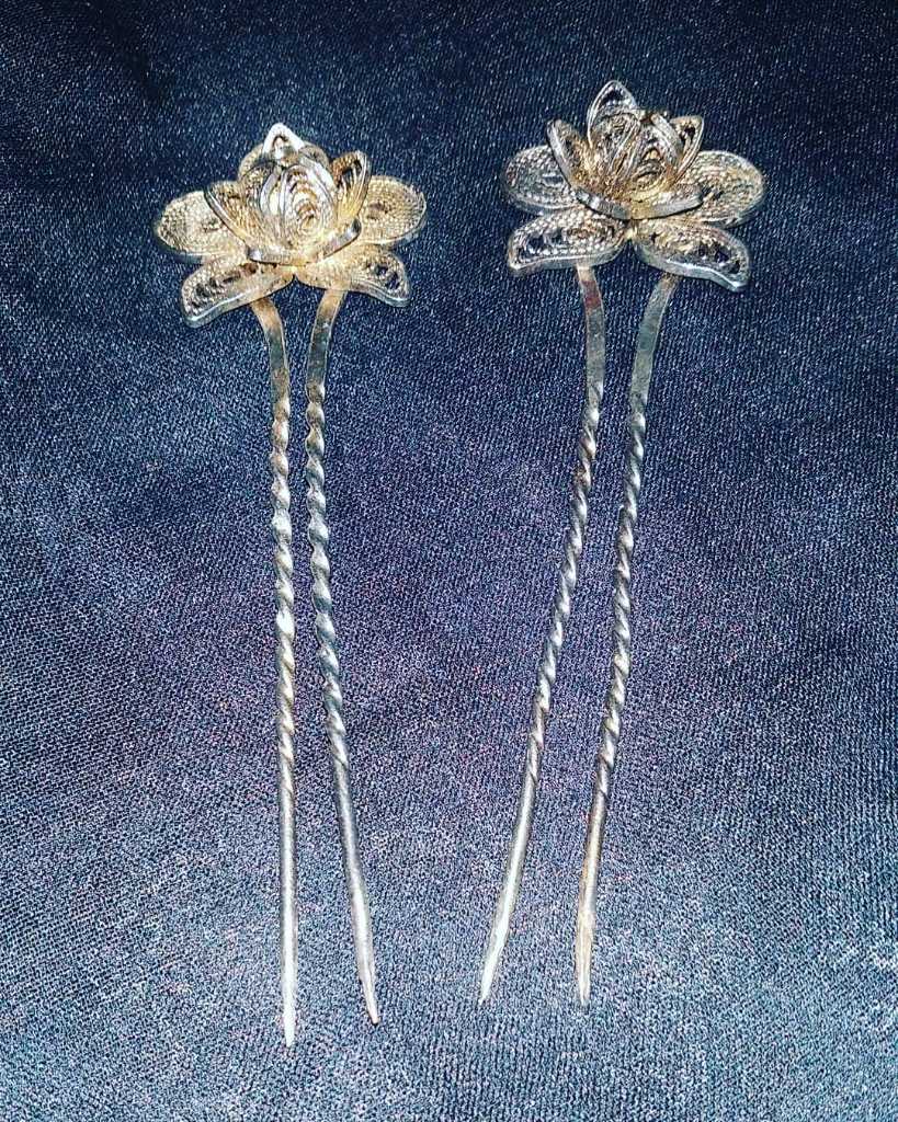 Sepasang Tusuk konde mawar panjang 10cm