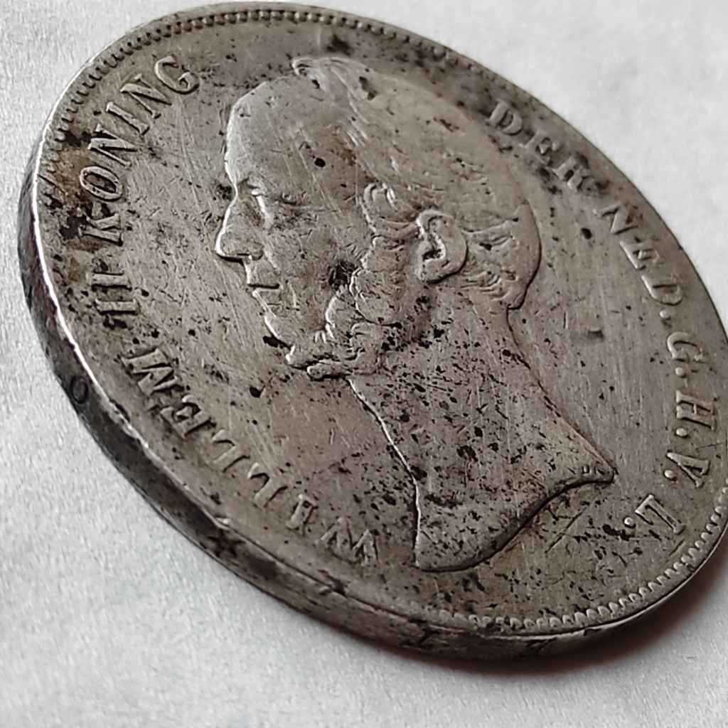 Koin Perak Lama Netherlands 2 1/2 Gulden 1847 Willem II Silver Coin [K138]