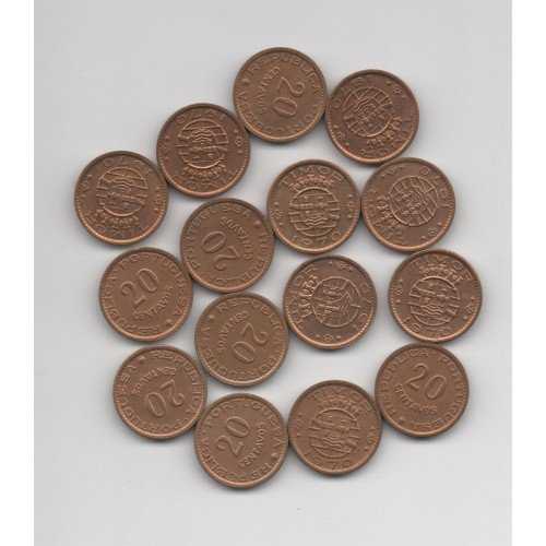 X 612 Timor Portugis 20 Centavos tahun 1970 Per 1 Keping