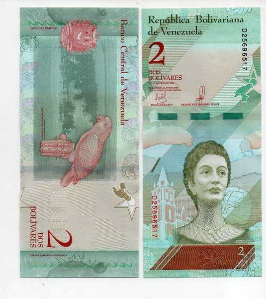 BL3099 Uang Kertas Asing 2 Bolivares Venezuela 2018 Kondisi Unc Gress