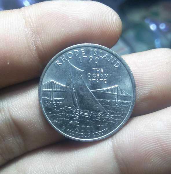 A 1962 Koin Quarter Dollar USA negara Bagian Rhode Island 2001 Bekas Pakai Kondisi Sesuai Gambar