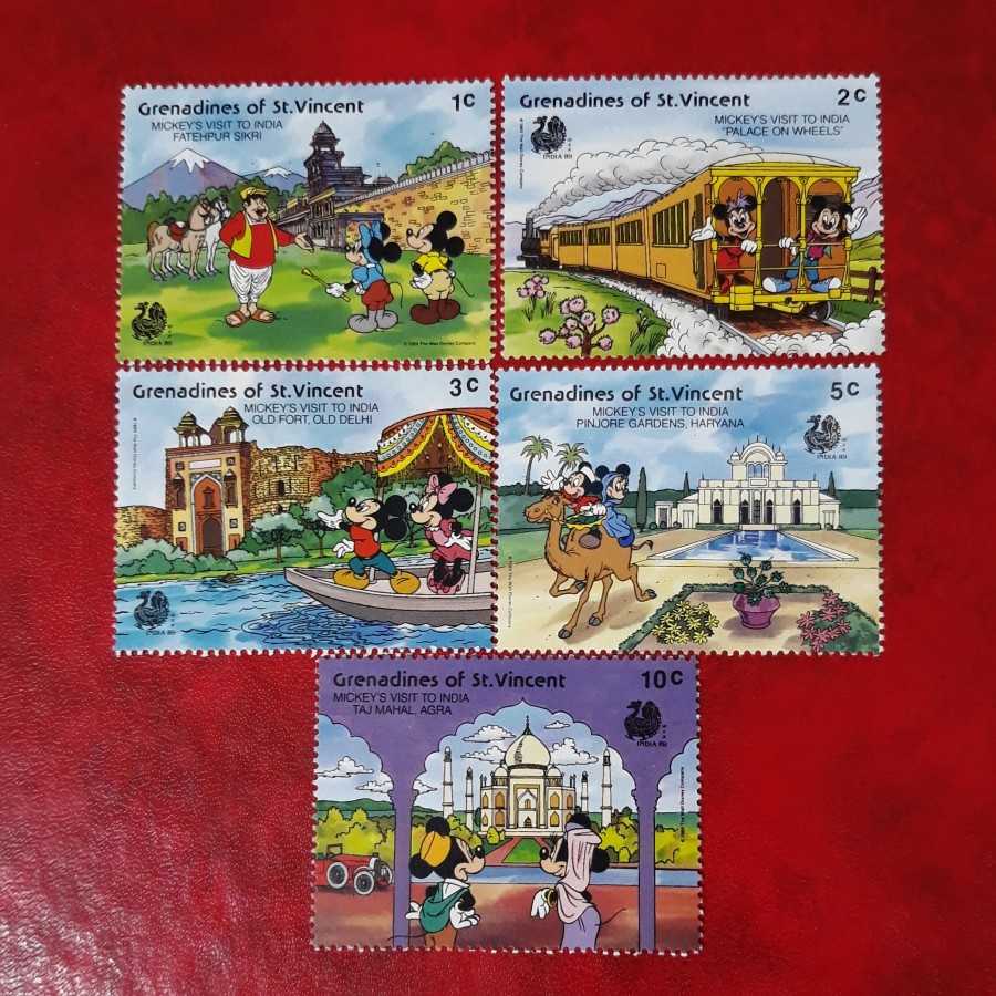 Perangko / Stamp . Grenadines of St Vincent 1989 - Disney 5 pcs