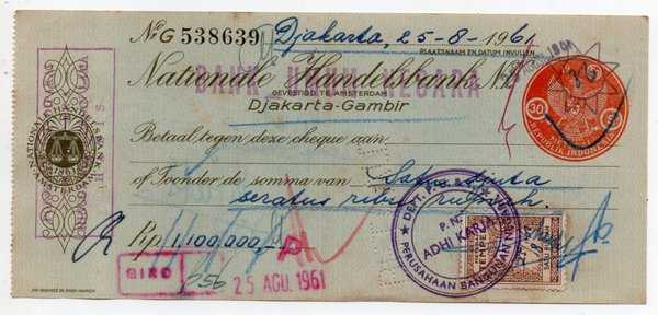 Cek National handels Bank Cetak Tindih BNI