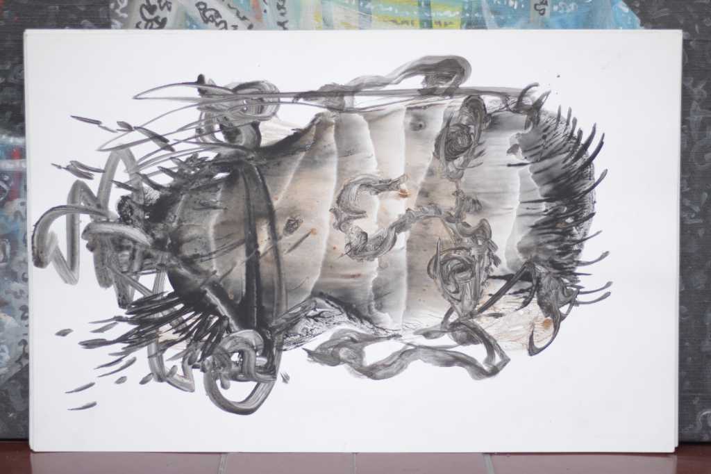 Lukisan akrilik ,tinta diatas kertas ( Wayah Itu )