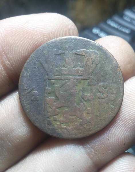 A 1745 Koin NEDERL INDIE Setengah Stuiver Tahun1826 kondisi Sesuai Gambar