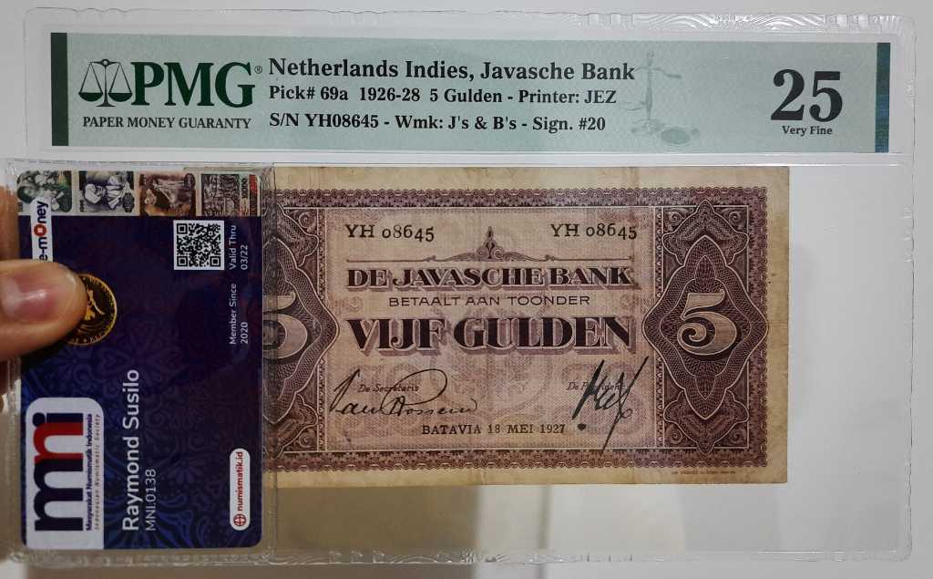 PMG25 Coen 5 Gulden 1927 Ttd Van Rossen Cuma Ada 10 Lembar Di Populasi PMG