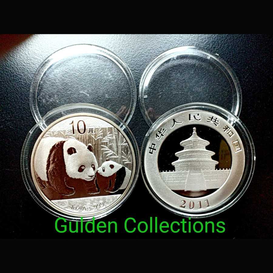 Koin Silver Proof China Panda 2011 BUNC 1 OZ