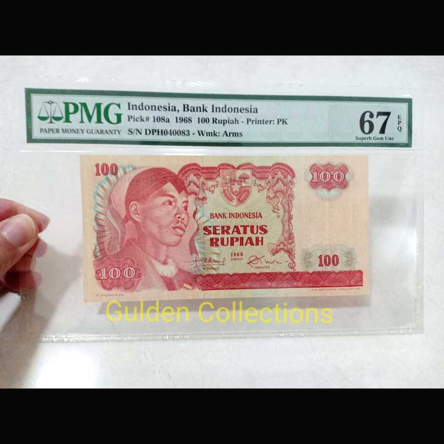 SUDIRMAN 100 RUPIAH 1968 PMG 67 EPQ UNC