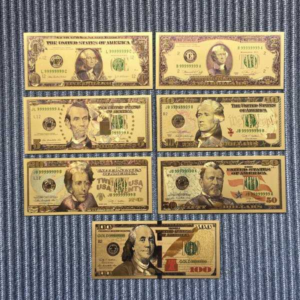 BL3281 Set 7 Pcs Gold Foil Amerika Sesuai Gambar Souvenir
