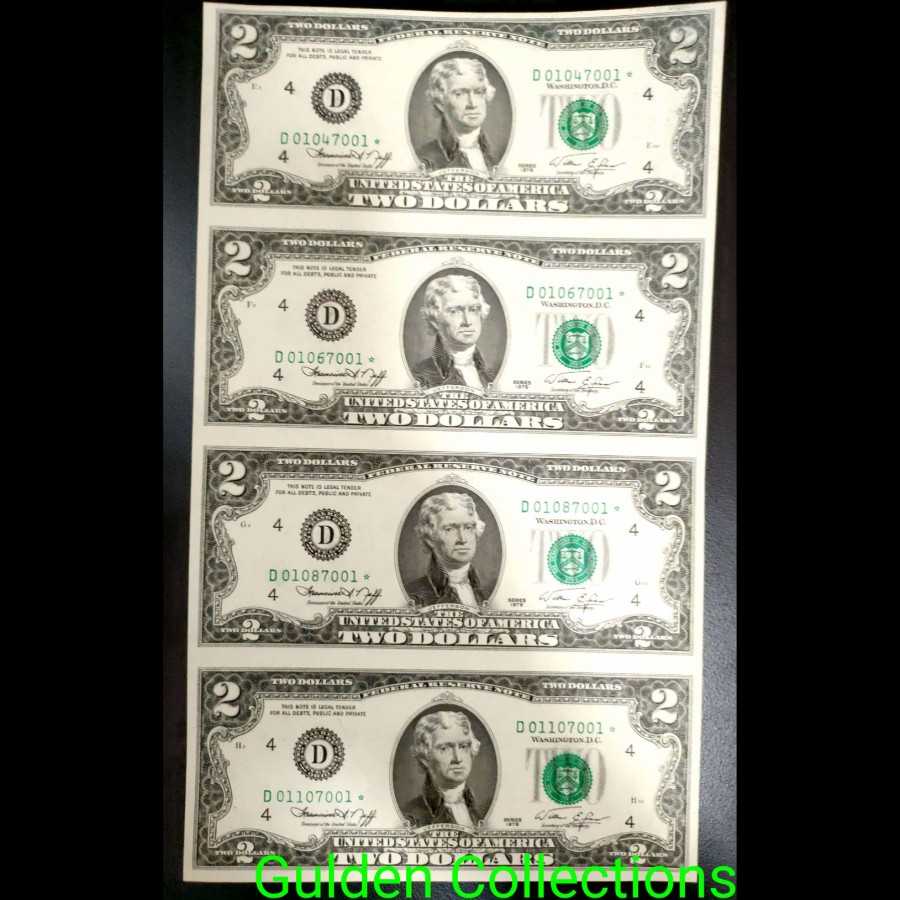 Amerika United States Uncut 2 Dollars x4 UNC Replacement Star