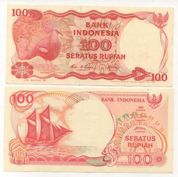 Set 2 Lembar Uang Kuno 100 Rupiah Tahun 1984 Dan 1992 UNC Mulus Gres