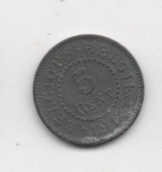 A509 Belgium 5 Cent Tahun 1916 Bekas Pakai Sesuai gambar