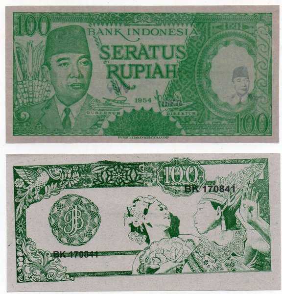 BL2935 Per 1 Lembar Soekarno 100 1964 Souvenir Penari 2 Melengkung ditangan